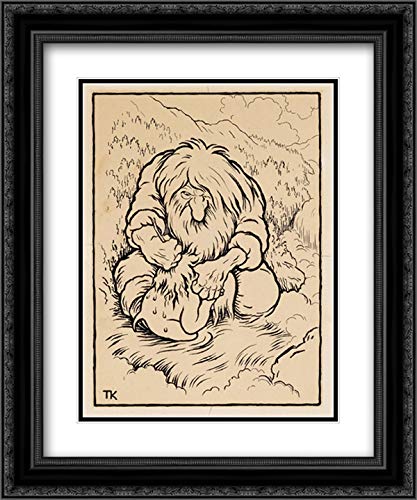 Troll Som Vasker Ungen Sin 20x24 Black Ornate Frame and Double Matted Museum Art Print by Theodor Severin Kittelsen