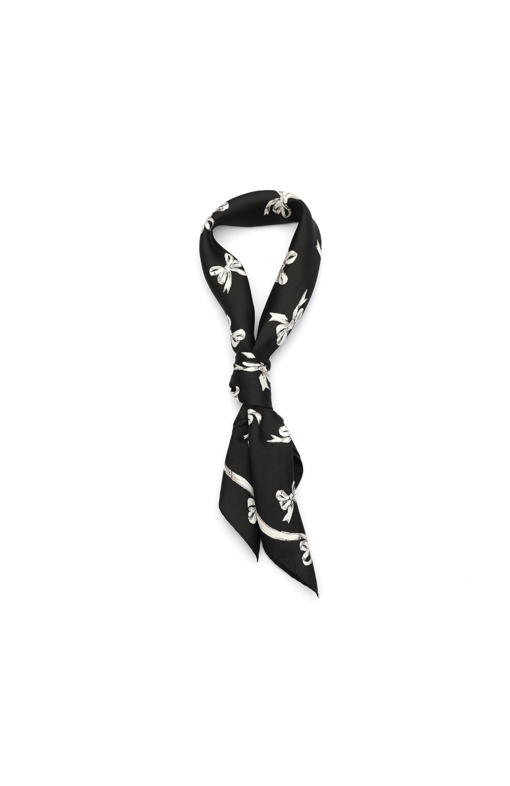 Coach Écharpe bandana en soie imprimée avec nœuds pour femme, noir, taille unique, Noir, taille unique