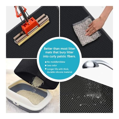 Tapis litière chat double couche pour stopper les grains sur le sol
