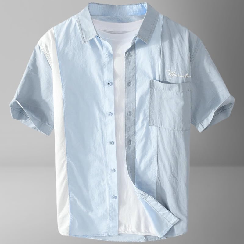 Chemise d'été manches courtes homme patchwork : style sans étouffer