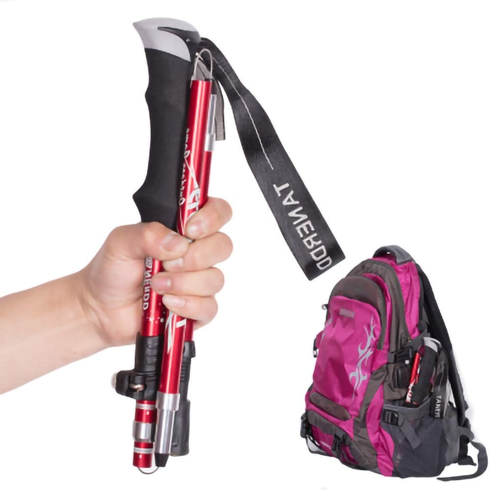 Upgrade Trekking Pole,Ultralight Aluminium Alloy Foldable , Anti Shock Walking/Camping （1 Pack，Red） : Sports & Outdoors