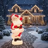 PMU Christmas Light-Up Santa Claus - Large Blow Mold Plastic Statue with 6' Cord and Light - Perfect for Home, Yard, Garden Indoor and Outdoor Decoration - 43 Inch Santa Claus