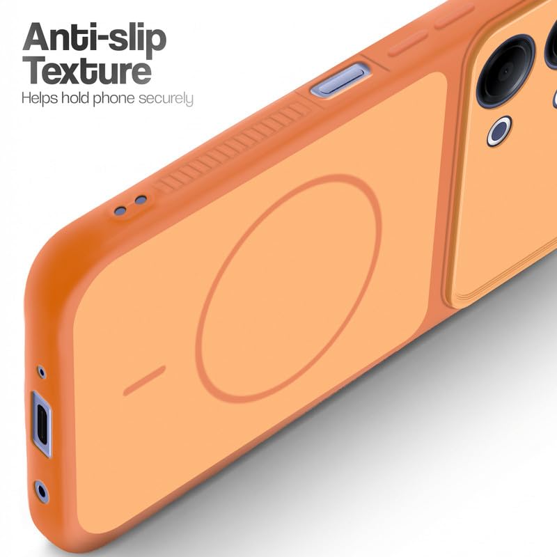 Image of Mr. Case Back Cover for Vivo Y11 5G | Ring Design Protective Case with Camera Cut Protection | Anti Slip Grip | Shockproof Mobile Cover - Orange