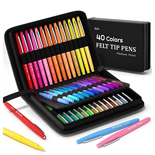 Lelix 40 Colors Felt Tip Pens with Case, Colored Pens, Medium Point Felt Pens, Felt Tip Markers Pens for Journaling, Writing,Drawing, Note Taking, Planner, Perfect for Art Office and School Supplies