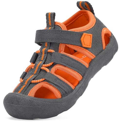 Image of Wide Toe Box Toddler Sandals Water Shoes Boys Girls Quick Dry Summer Beach | Non Slip Sole, Flexible, Machine Washable, Easy to Clean, Breathable, Adjustable Hook and Loop, Closed-toe for Outdoor & Pool
