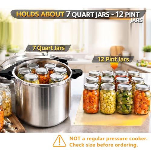 Image of 24qt pressure canner and canning pressure cooker with gauge,14.5PSI,practical 7pc Canning Supplies Starter Set,compatibility gas and induction cooktops, pressure cooker for canning (GREEN)