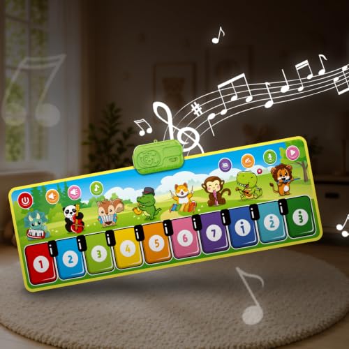 Image of Interactive Baby Musical Piano Mat - Animal Sounds & Music Modes, Fun Learning Keyboard for Toddlers, Lightweight & Portable Musical - Green
