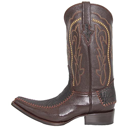 Western Shops Men’s Genuine Leather Luxury Western Bull Neck Print Cowboy Boot3