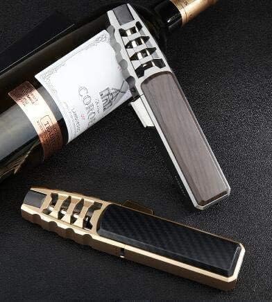 Pen Spray Gun Jet Butane Pipe Lighter Metal Gas Kitchen Torch Lighter Jet Flame Refillable Butane Lighter Windproof Lighter Punch with Gift Box, Butane Not Included, Great Gift Idea for Men (Brown)