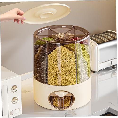 Image of Gvnd Rice & Dry Food Round Dispenser, Kitchen Organizer, Cereal Grain Container for Home, Cereal Transparent Bucket, Storage Box, Beans Clear Cans, Gift for Women (Style-4)