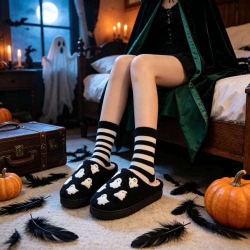 Image of Christmas Slippers Winter Warm Plush Pattern Slippers Soft Non-Slip Indoor House Shoes for Men Women