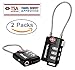 Zoppen TSA Approved Luggage Lock, Heavy Duty Combination Cable Lock for Travel Suitcase and Backpack - 2 Pack / Black