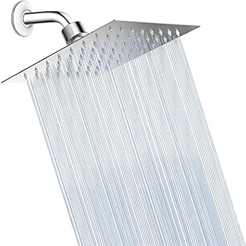 VIGIME Rain Shower Head, High Pressure 6 Inch Square Showerhead, Stainless Steel Ultra-Thin Best Pressure Boosting with Silicone Nozzle, High Flow Rainfall Shower Head (Chrome) Cover