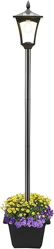 Lámpara solar para exteriores de 6 pies luces solares de poste actualizadas con maceta lámpara de calle vintage alimentada por energía solar