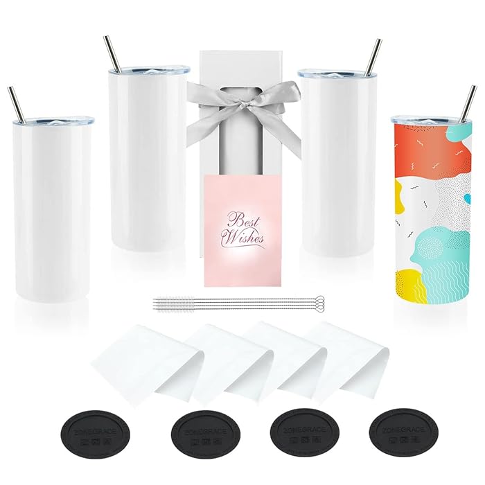 Buy 4 Piece Sublimation Tumbler 20 oz Skinny,Stainless Steel Double