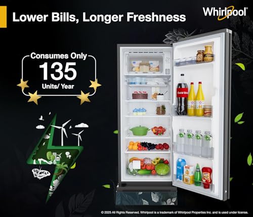 Image of Whirlpool 207 L 5 Star Icemagic Pro Inverter Glass Door Direct-Cool Single Door Refrigerator (230 IMPRO GD ROY 5S Inv Silvia, Base Stand with Drawer)