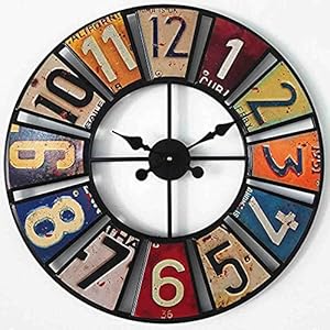 Weerbestendige buitenklok, grote ronde antieke sticker Tuinklok Open gezicht Smeedijzeren waterdichte buitenklok Indoor…