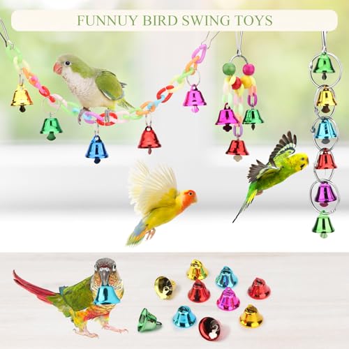 Image of Hypeety Parrot Chew Toys Swing Colorful Bells Chandelier Bird Hanging Toy Parrot Cage Craft Toys Cages African Grey Conure Cockatiel 4PCS Set