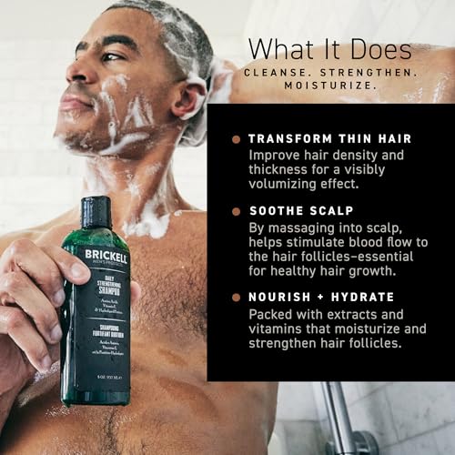 Brickell Men's Daily Revitalizing Hair Care Routine, Shampoo and Conditioner Set For Men, With Pro-Vitamin B5, Aloe, and Tea Tree Oil, Strength and Volume Enhancing Conditioner, Gift Set
