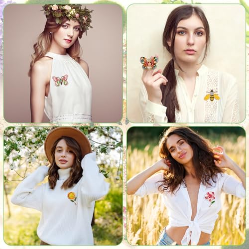 Sasylvia 16 Pcs Women Brooch Set Rhinestone Vintage Animal Insect Plant Pins Brooches Bulk for Women Girls Christmas Gifts4