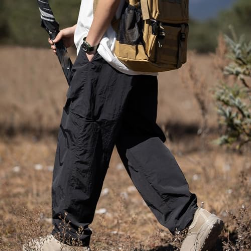 Pants for Men Fashion Cargo Trousers Wide Leg Baggy Pants Casual Teenage Boys Vintage Streetwear Manly Mens Clothing Black4