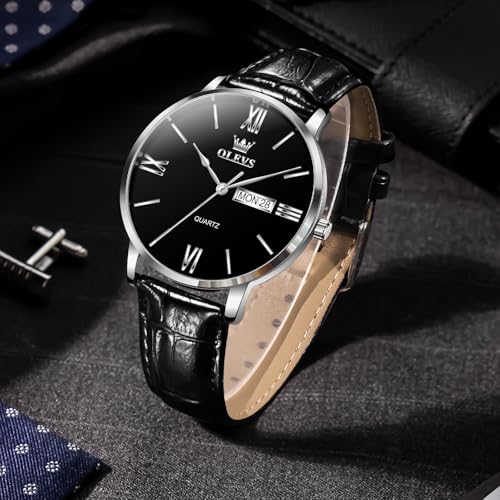 Image of OLEVS Men's Watches Sport Chronograph Analog Quartz Watch for Men with Date Waterproof Dress Casual Fashion Watch Soft Silicone Rubber Strap Band, Unidirectional Bezel & 42mm Big Face