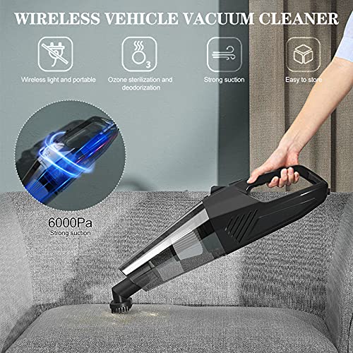 Honeyhouse Aspirateur à Main 8000Pa, Aspirateur à Main avec Batterie 25min / 2000mAh, Aspirateur sans Fil sans Sac Sec, Aspirateur de Voiture Charge Rapide pour Voiture à La Maison Poils d'animaux - Image 8