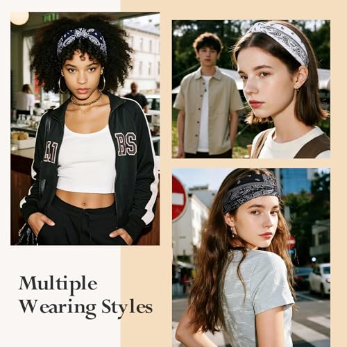 Image of HSEM Headbands for Women 6-Pack - Wide Elastic Non-Slip Hair Bands - Thick Soft Knotted Sports Stretchy Sweatbands for Washing Face, Makeup, Workout, Running, Spa & Fashion, Water Drop