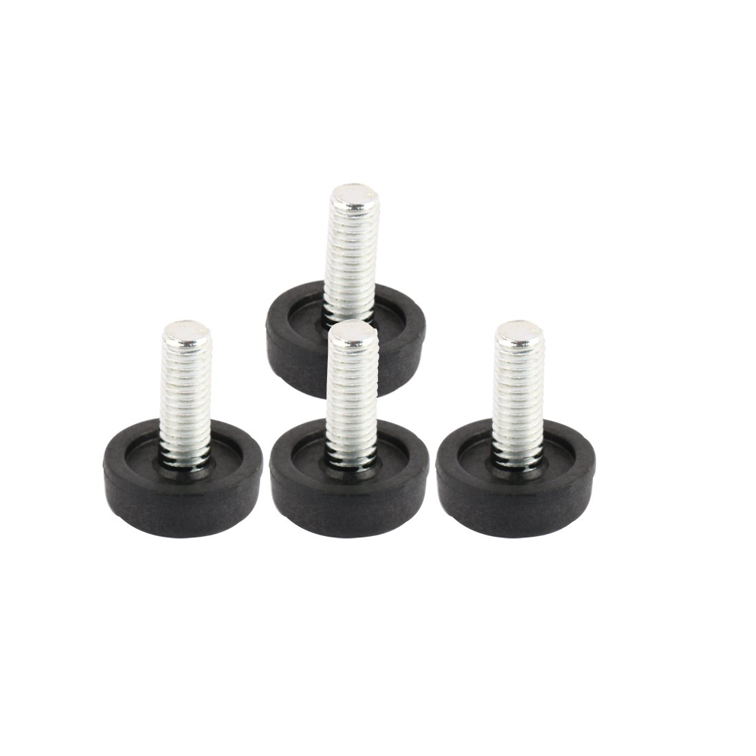 Uxcell Silver Tone, Black Sourcing Map M8x20mm Thread Table Desk Levelling Foot Feet Screw On 24Mm Base 4Pcs