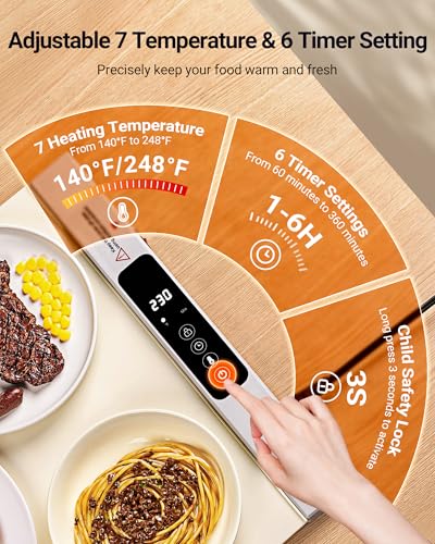 Warming Mat for Food, 2 Pack Food Warming Mat, Electric Warming Tray for Buffets Party with 7 Adjustable Temperature, 6 Timer, Fast Heating Silicone Food Warmer for Parties Home Travel Countertop - Thumbnail 3