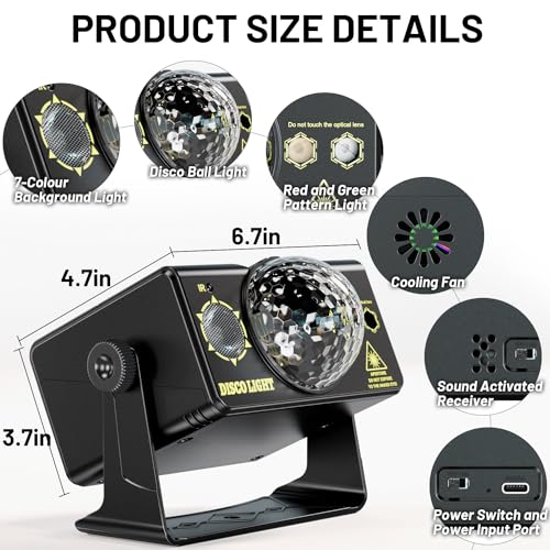 Image of Party Lights Dj Disco Light Disco Ball Stage Strobe Lights LED Projector Sound Activated with Remote Control for Parties Xmas Club Bar Gift Birthday Rave Christmas Home Room Decoration