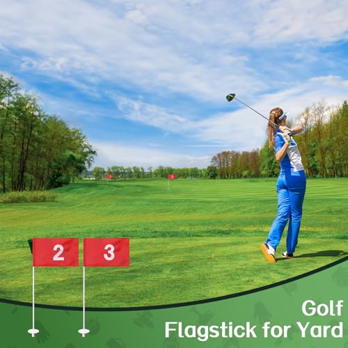 Putting Green Flags, 6 Ft Golf Flagstick, 2 Pack Golf Flag with Detachable Pole, Golf Pin Flag Hole Set with Ball Retriever for Backyard (Number 2/3) - Thumbnail 2