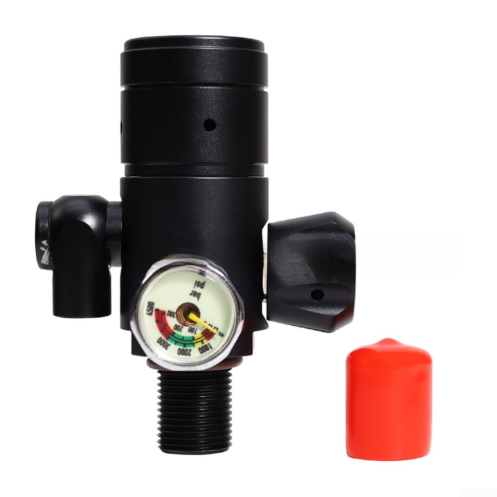 ARA Primo Stadio Regolatore M18x1.5 Adattatore Immersione 5000 PSI Riduttore di Pressione Valvola con Girevole a 360 Gradi per Pony Bottiglia e Cilindro Ausiliario Nero (CRF158)