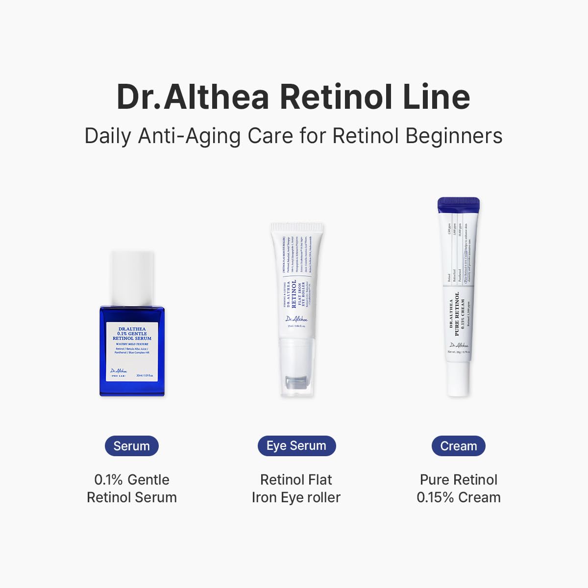 Dr.Althea Pure Retinol 0.15% Cream | Low Irritation for Daily Use & Retinol Beginners | Korean Vegan Skincare, 0.70 Fl Oz
