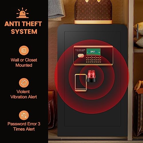 4.0 Cubic Feet Extra Large Home Safes Water and Fireproof, Safes for Home Use Fire and Water Proof Digital Safe With Fireproof Money Bag, Separate Lock Box and Led Light (23.6"H x 16.1"D x 14.1"W)
