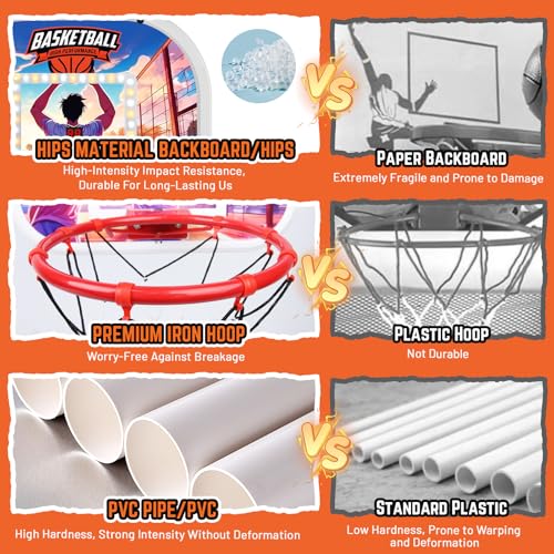2 Players Arcade Basketball Game Set LED Light Electronic Scoreboard Basketball Hoop for Kids 3-12 Years Old Indoor Outdoor Sport Play Toys Carnival Games Boys Girls Toddlers Birthday Gift