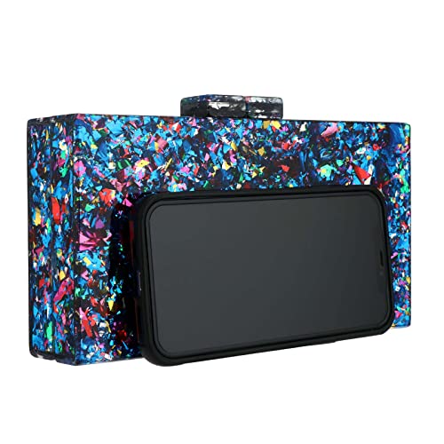 Image of Gets Acrylic Purses and Handbags for Women Multicolor Perspex Geometric Patterns Box Clutch Banquet Evening Crossbody Handbag
