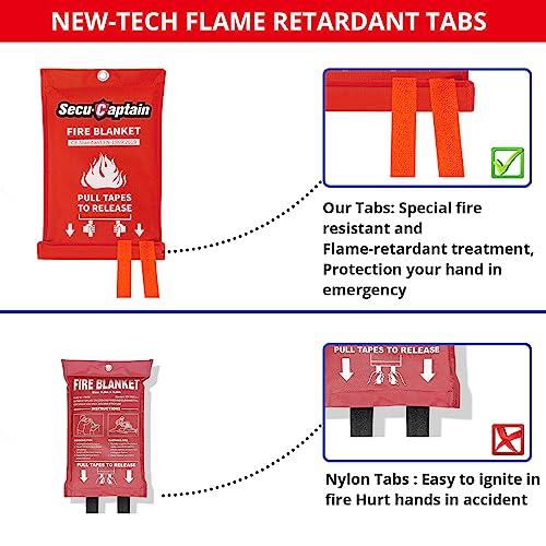 image for SecuCaptain Emergency Fire Blanket for Home and Kitchen - 2 Pack 40