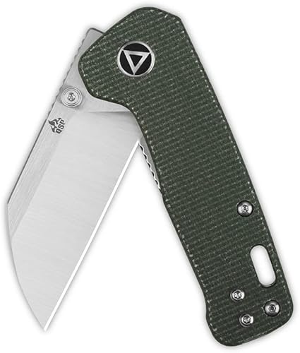 Miniatura 2 de QSP CUCHILLO MINI PINGUINO CUCHILLO DE BOLSILLO, hoja 14C28N con variantes mango escalas, tamaño pequeño para el transporte diario (micarta verde)