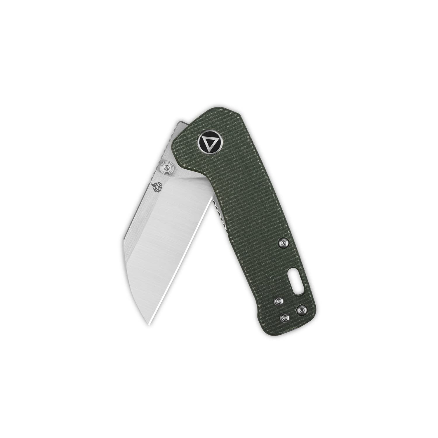 QSP KNIFE MINI PENGUIN POCKET KNIFE, 14C28N blade with variants handle scales, small size for everyday carry (green micarta)