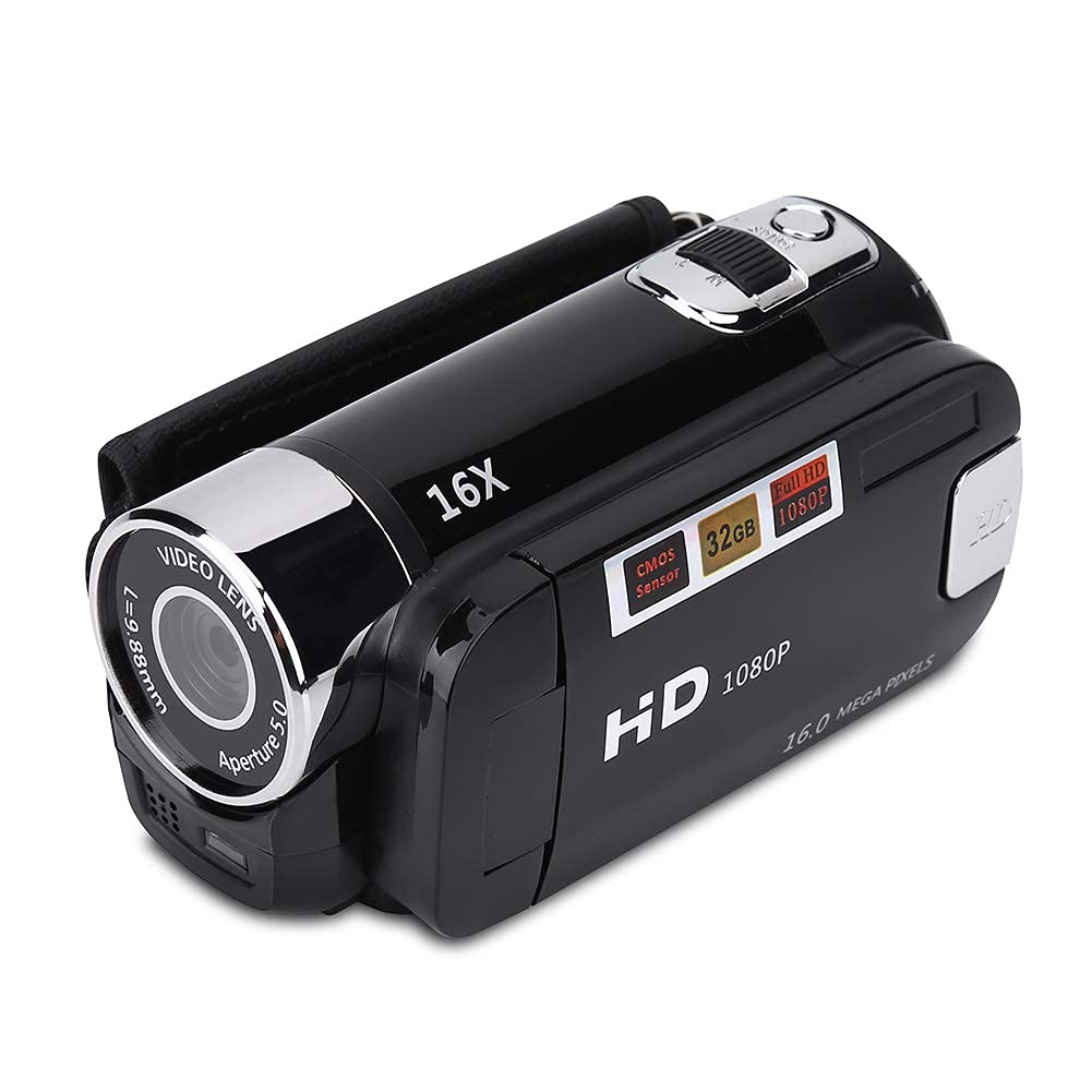 Ejoyous Videocamera Digitale, Videocamera Full HD 16X Videocamera Ad Alta Definizione con Schermo Rotante a 270 Gradi Supporta Fotografia e Video con Display da 2,7 Pollici per Campeggio (Nero)