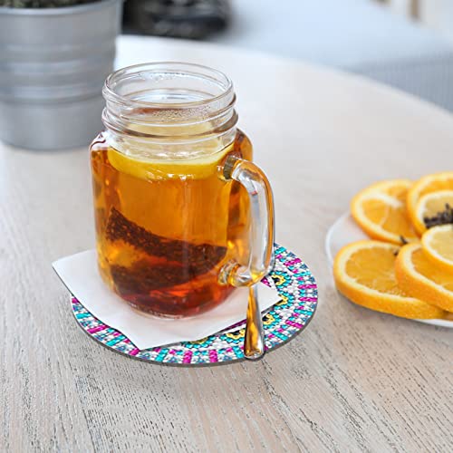 Ruikdly 8 Pcs Absorbent Coasters with Stand, Reusable Drink Coasters, Bohemian Diy Diamond Coaster and Mounting Tools for Cups Vases - Image 3
