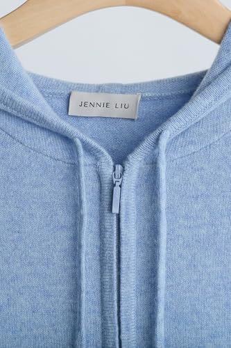 Image of JENNIE LIU Women's 100% Pure Cashmere Long Sleeve Zip Hoodie Cardigan Sweater