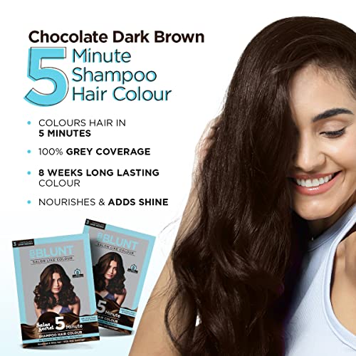 BBLUNT Chocolate Dark Brown 5 Minute Shampoo Hair Colour for 100% Grey Coverage - 20ml X 5 - Image 3