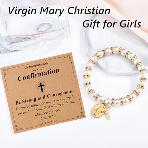 Pearl Cross Bracelet for Girls Catholic Baptism Confirmation Holy Communion Gifts for Teen Girls Easter Stuffers Religious Jewelry for Teens2