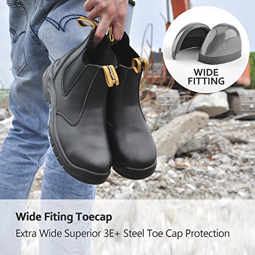 SAFETOE Sicherheitsstiefel Arbeitsschuhe mit Stahlkappe M8025 (S3 klassischer Artikel) von Anti-Punktion und wasserdichte, Schwarz, 41 EU