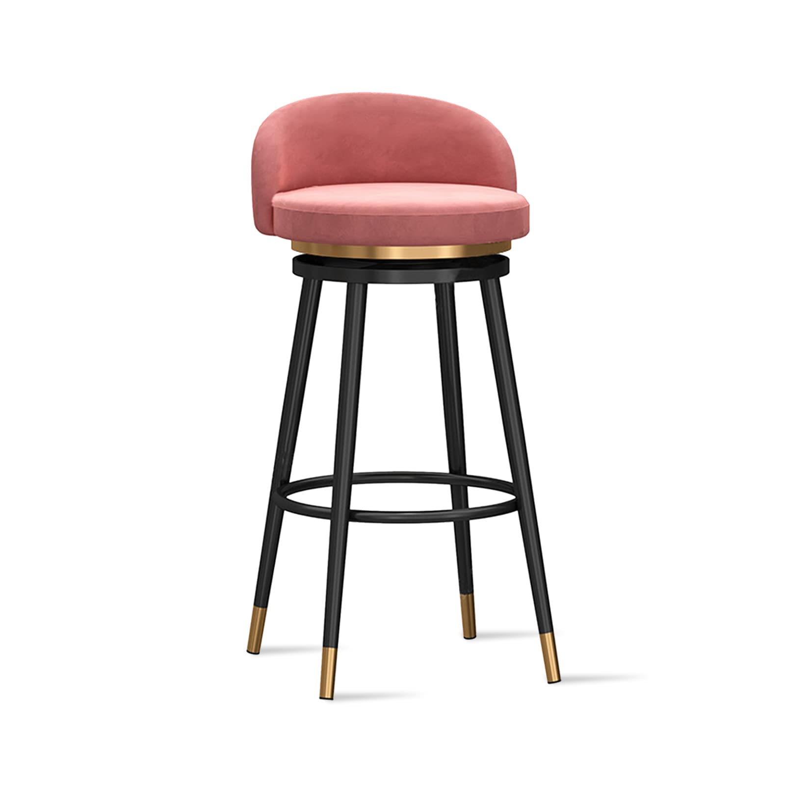 IUokLU Velvet Barstools with Back Modern Kitchen Stools for Breakfast Bar Upholstered Swivel Counter Chair for Kitchen Island 1 PCS(Pink-1 PCS)