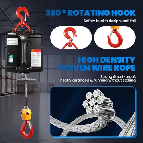 NEWTRY 3 in 1 Electric Hoist Winch 1,100lb Wireless Remote Control, Cable Remote Control, 110/120 Volt Portable Power Electric Hoist, Vertically & Horizontally, Lift 16ft/min - Thumbnail 6