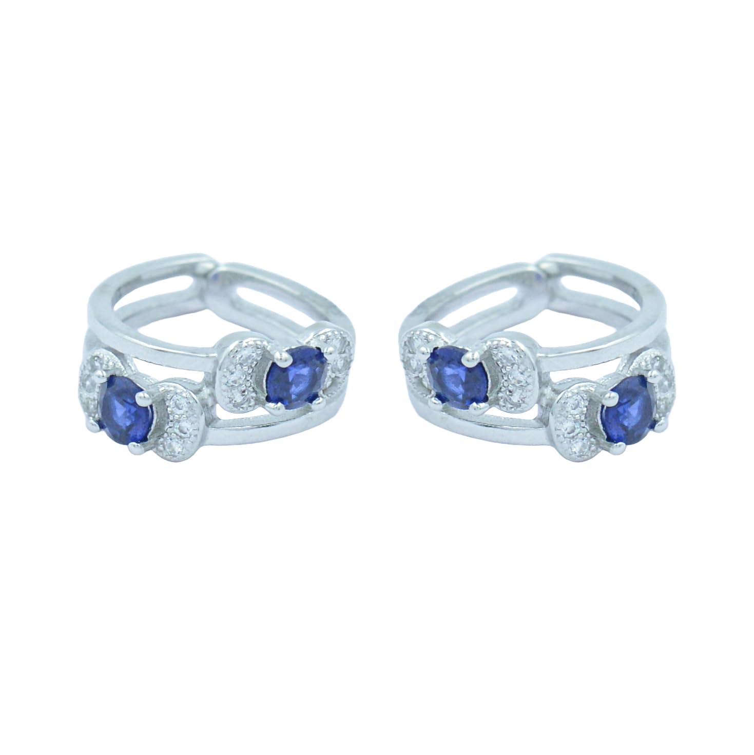 Ria Silver By Jyotichand Bhaichand 925 Sterling Silver Sapphire CZ Toe Rings | Classic Elegance with Split-Band Detail-image-22