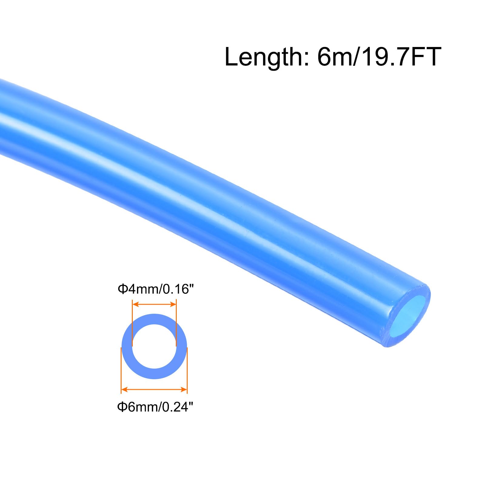 Rebower PU Air Tubing Hose, 6mm x 4mm Blue, 19.7FT, 1pc, 6mm x 4mm x 6m - Image 2